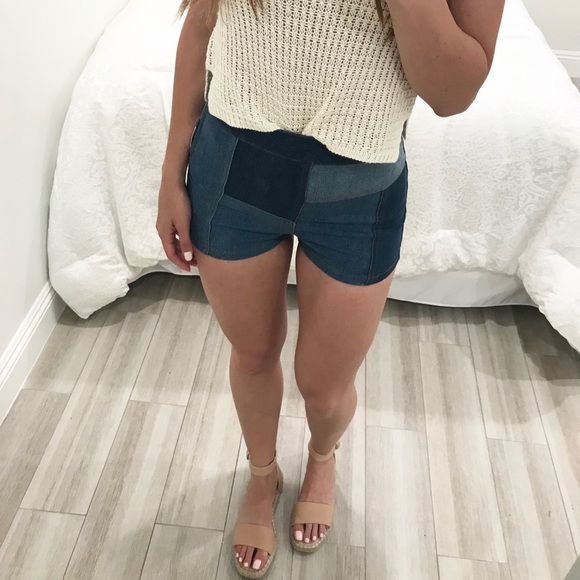 NWT Free People Patchwork Denim Shorts sz 25 - Picture 2 of 8